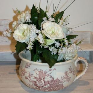 Nachttopf Häfi Hafen Porzellan Steingut Jugendstil mit Blumendekor