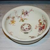 Feinsteinguttopf mit Deckel und Henkel Jugendstil