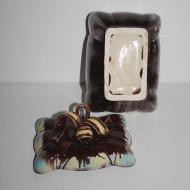 Bisquitdose Keramik mid-century braun beig hellblau