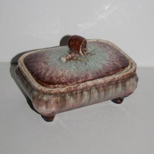 Bisquitdose Keramik mid-century braun beig hellblau