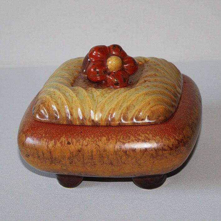 Bisquitdose Keramik mid-century braun Orange beige