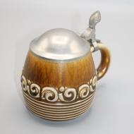 alter Steinzeug Humpen braun Jugenstil