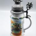 Humpen Bierkrug mit Lithografie im Stand