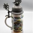 Humpen Bierkrug mit Lithografie im Stand