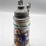 Humpen Bierkrug mit Lithografie im Stand