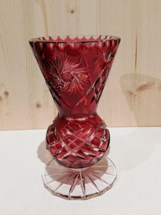 Vase böhmisch rot geschliffen vintage