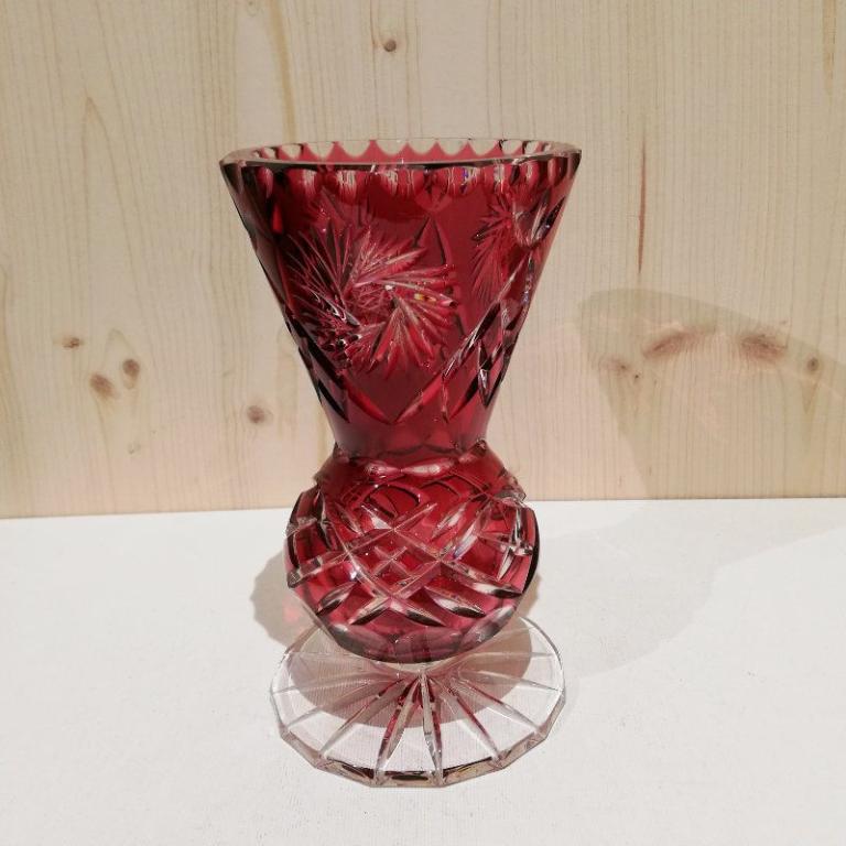 Vase böhmisch rot geschliffen vintage