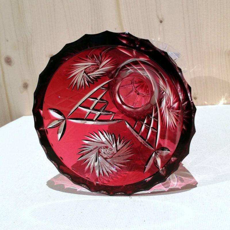 Vase böhmisch rot geschliffen vintage