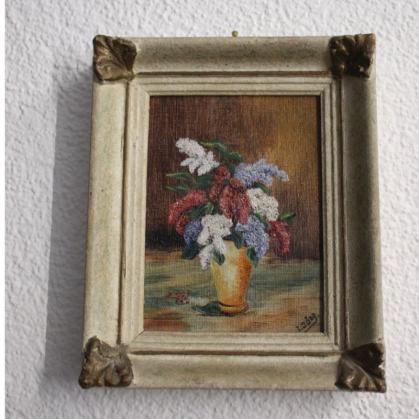 Oelbild Blumenstrauss Flieder