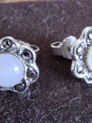 Ohrstecker Silber Markasit & Mondstein